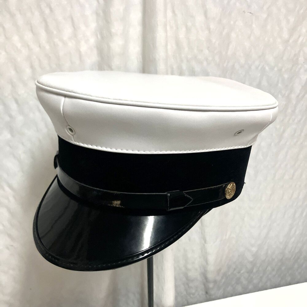 New Keystone R-8B White Bell Crown Black Velveteen Band Hat Cap 7 1/8